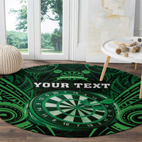 Personalised New Zealand Darts Round Carpet Green Dart Board Maori Pattern