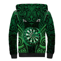 Personalised New Zealand Darts Sherpa Hoodie Green Dart Board Maori Pattern LT05 - Polynesian Pride