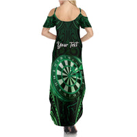 Personalised New Zealand Darts Summer Maxi Dress Green Dart Board Maori Pattern LT05 - Polynesian Pride