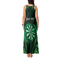 Personalised New Zealand Darts Tank Maxi Dress Green Dart Board Maori Pattern LT05 - Polynesian Pride