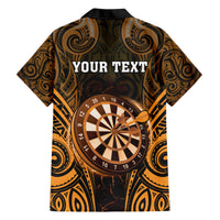 Personalised New Zealand Darts Hawaiian Shirt Gold Dart Board Maori Pattern LT05 - Polynesian Pride