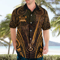Personalised New Zealand Darts Hawaiian Shirt Gold Dart Board Maori Pattern LT05 - Polynesian Pride