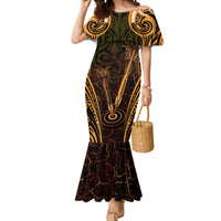 Personalised New Zealand Darts Mermaid Dress Gold Dart Board Maori Pattern LT05 Women Gold - Polynesian Pride