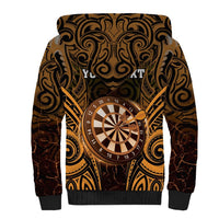 Personalised New Zealand Darts Sherpa Hoodie Gold Dart Board Maori Pattern LT05 - Polynesian Pride