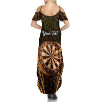 Personalised New Zealand Darts Summer Maxi Dress Gold Dart Board Maori Pattern LT05 - Polynesian Pride