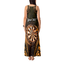 Personalised New Zealand Darts Tank Maxi Dress Gold Dart Board Maori Pattern LT05 - Polynesian Pride