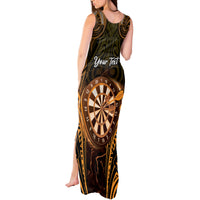 Personalised New Zealand Darts Tank Maxi Dress Gold Dart Board Maori Pattern LT05 - Polynesian Pride