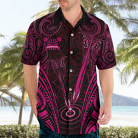 Personalised New Zealand Darts Hawaiian Shirt Pink Dart Board Maori Pattern LT05 - Polynesian Pride