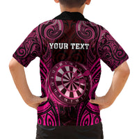 Personalised New Zealand Darts Hawaiian Shirt Pink Dart Board Maori Pattern LT05 - Polynesian Pride