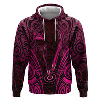 Personalised New Zealand Darts Hoodie Pink Dart Board Maori Pattern
