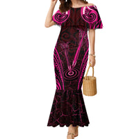Personalised New Zealand Darts Mermaid Dress Pink Dart Board Maori Pattern LT05 Women Pink - Polynesian Pride