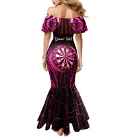 Personalised New Zealand Darts Mermaid Dress Pink Dart Board Maori Pattern LT05 - Polynesian Pride