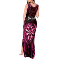 Personalised New Zealand Darts Tank Maxi Dress Pink Dart Board Maori Pattern LT05 - Polynesian Pride