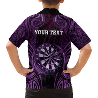 Personalised New Zealand Darts Hawaiian Shirt Purple Dart Board Maori Pattern LT05 - Polynesian Pride