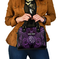 Personalised New Zealand Darts Shoulder Handbag Purple Dart Board Maori Pattern