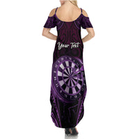 Personalised New Zealand Darts Summer Maxi Dress Purple Dart Board Maori Pattern LT05 - Polynesian Pride