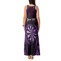Personalised New Zealand Darts Tank Maxi Dress Purple Dart Board Maori Pattern LT05 - Polynesian Pride