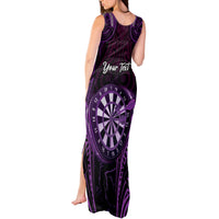 Personalised New Zealand Darts Tank Maxi Dress Purple Dart Board Maori Pattern LT05 - Polynesian Pride