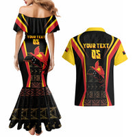 Custom Papua New Guinea Cricket Couples Matching Mermaid Dress and Hawaiian Shirt 2024 World Cup LT05 - Polynesian Pride