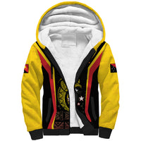 Custom Papua New Guinea Cricket Sherpa Hoodie 2024 World Cup LT05 Unisex Black - Polynesian Pride