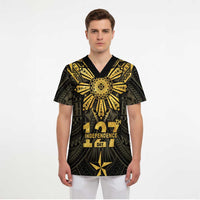 Personalised Philippines Independence Day Scrub Top Filipinos Sun Star Tribal - Polynesian Pride