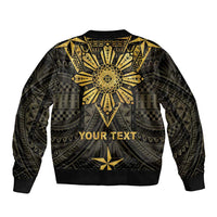 Personalised Philippines Independence Day Sleeve Zip Bomber Jacket Filipinos Sun Star Tribal