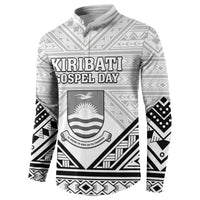Personalised Kiribati Gospel Day Button Sweatshirt Coat Of Arms Polynesian Pattern