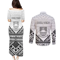 Personalised Kiribati Gospel Day Couples Matching Puletasi and Long Sleeve Button Shirt Coat Of Arms Polynesian Pattern LT05 - Polynesian Pride