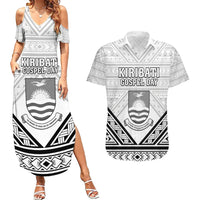 Personalised Kiribati Gospel Day Couples Matching Summer Maxi Dress and Hawaiian Shirt Coat Of Arms Polynesian Pattern LT05 White - Polynesian Pride