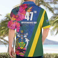 Solomon Islands Independence Day Hawaiian Shirt Coat Of Arms With Tropical Flowers
