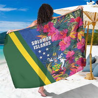 Solomon Islands Independence Day Sarong Coat Of Arms With Tropical Flowers