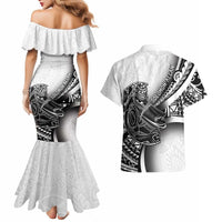 Solomon Islands Nguzunguzu Couples Matching Mermaid Dress and Hawaiian Shirt Polynesian Tribal Pattern