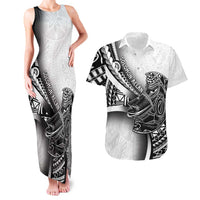 Solomon Islands Nguzunguzu Couples Matching Tank Maxi Dress and Hawaiian Shirt Polynesian Tribal Pattern