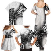 Solomon Islands Nguzunguzu Family Matching Summer Maxi Dress and Hawaiian Shirt Polynesian Tribal Pattern