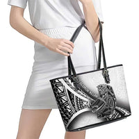 Solomon Islands Nguzunguzu Leather Tote Bag Polynesian Tribal Pattern