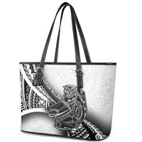 Solomon Islands Nguzunguzu Leather Tote Bag Polynesian Tribal Pattern