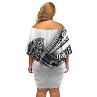 Solomon Islands Nguzunguzu Off Shoulder Short Dress Polynesian Tribal Pattern