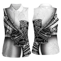 Solomon Islands Nguzunguzu Women Sleeveless Polo Shirt Polynesian Tribal Pattern