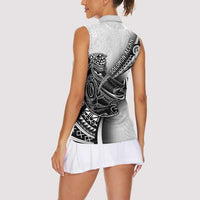 Solomon Islands Nguzunguzu Women Sleeveless Polo Shirt Polynesian Tribal Pattern