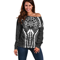 Philippines Batok Tribal Inspired Tattoo Black Off Shoulder Sweater LT05 Women Black - Polynesian Pride