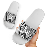 Philippines Batok Tribal Inspired Tattoo White Slide Sandals LT05 - Polynesian Pride