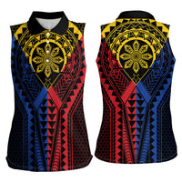Philippines Batok Tribal Inspired Tattoo Women Sleeveless Polo Shirt LT05 - Polynesian Pride