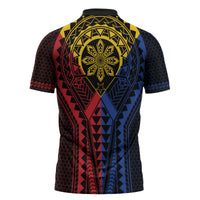 Philippines Batok Tribal Inspired Tattoo Zipper Polo Shirt LT05 - Polynesian Pride