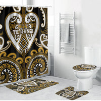 Aotearoa Ngai Te Rangi Bathroom Set Maori Tribal Pattern LT05 Bathroom Set (4 pcs) Gold - Polynesian Pride