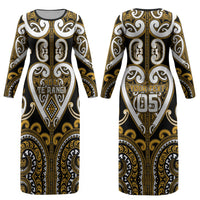 Custom Aotearoa Ngai Te Rangi Couples Matching Long Sleeve Bodycon Dress and Hawaiian Shirt Maori Tribal Pattern LT05 - Polynesian Pride
