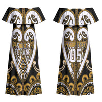 Custom Aotearoa Ngai Te Rangi Couples Matching Off Shoulder Maxi Dress and Hawaiian Shirt Maori Tribal Pattern LT05 - Polynesian Pride