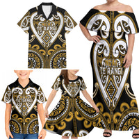Custom Aotearoa Ngai Te Rangi Family Matching Off Shoulder Maxi Dress and Hawaiian Shirt Maori Tribal Pattern LT05 - Polynesian Pride