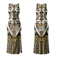 Custom Aotearoa Ngai Te Rangi Family Matching Tank Maxi Dress and Hawaiian Shirt Maori Tribal Pattern LT05 Mom's Dress Gold - Polynesian Pride