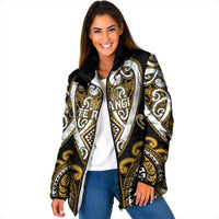 Custom Aotearoa Ngai Te Rangi Padded Jacket Maori Tribal Pattern LT05 Women Gold - Polynesian Pride