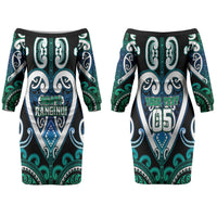 Custom Aotearoa Ngati Ranginui Couples Matching Off The Shoulder Long Sleeve Dress and Hawaiian Shirt Maori Tribal Pattern LT05 - Polynesian Pride